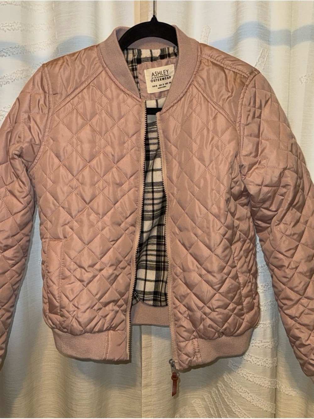 Ashley By 26 International Quilted Bomber Jacket - Blush Pink